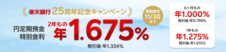 楽天銀行、法人・個人ビジネス口座「開業25周年記念！