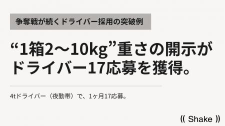 ドライバー採用1ヶ月17応募--効いたのは「1箱2～10kg