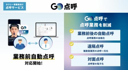 タクシー事業者向け自動点呼サービス『GO点呼』が業務 タクシー事業者向け自動点呼サービス『GO点呼』が業務