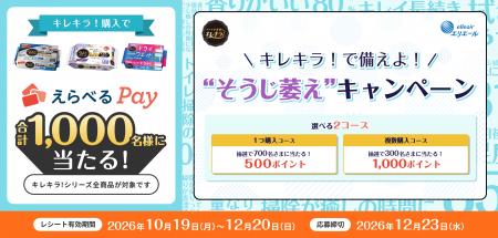 年末のお掃除を応援！「キレキラ！」商品を買うと抽選