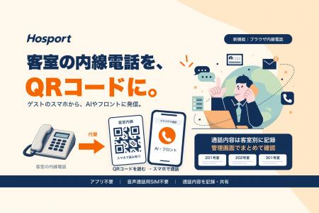 ホテル向けAI接客エージェント「Hosport」、客室内線