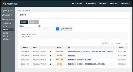 企業情報データサービス「アラームボックス インフォ 企業情報データサービス「アラームボックス インフォ