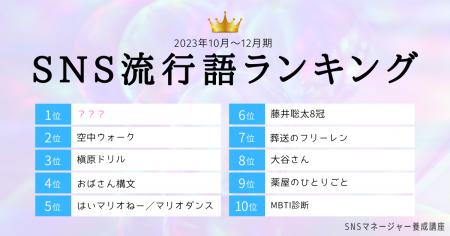 SNS流行語ランキング2023年4Q発表！　3位「槇原ドリル