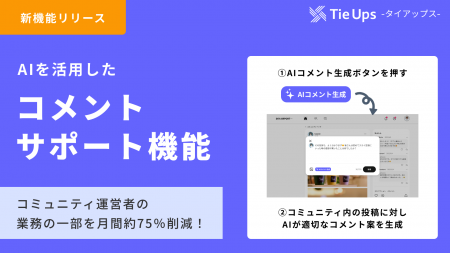 「TieUps」にコミュニティ運営者の業務工数を月間約75