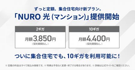 「NURO 光」集合住宅向け新プラン提供開始