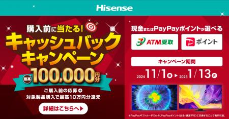 ハイセンスジャパン、購入前抽選で最高100,000円utf-8