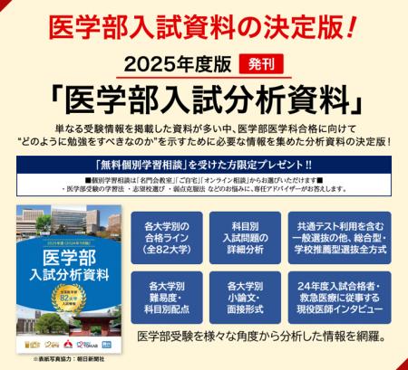 ≪名門会≫2025年度版「医学部入試分析資料」プレゼント