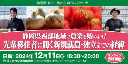 【12月11日】静岡県で農業を始めたい方へ　移住就農セ