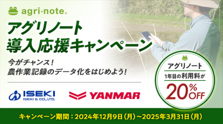 1年目の利用料が20%OFF！「アグリノート導入応援キャ