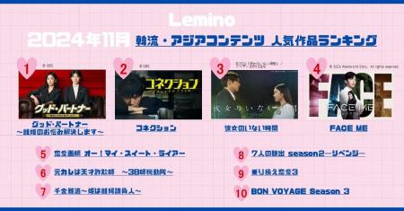 11月のLemino韓流・アジア人気ランキング発表！！第1