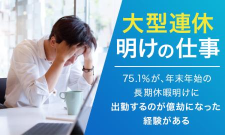 【大型連休明けの仕事】75.1％が、年末年始の長期休暇