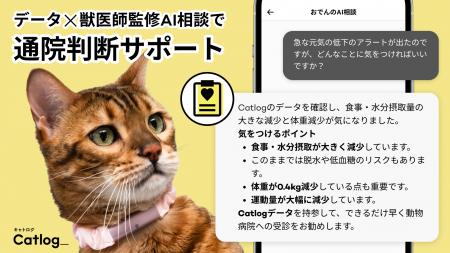 「Catlog」が獣医師監修のAI相談機能を提供！猫様の様