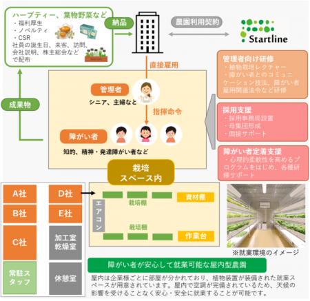 スタートライン、屋内農園型障がい者雇用支援サービス