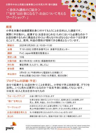 ひの市民大学「“好き”は仕事になる？お金について考え