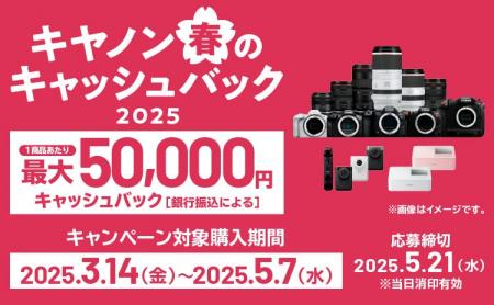 「EOS R3」などを対象に最大5万円分をキャッシュバッ