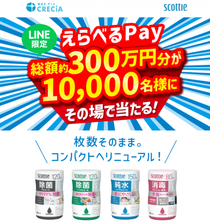 LINE限定「えらべるPay総額約300万円分が１万名様にそ