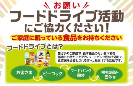 ピーコックストア全３５店で『フードドライブ』を実施