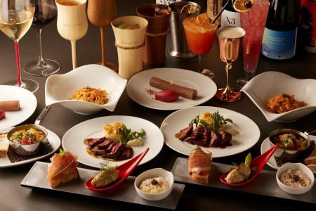 ラグジュアリーな空間で、コース料理と日本のクラフト
