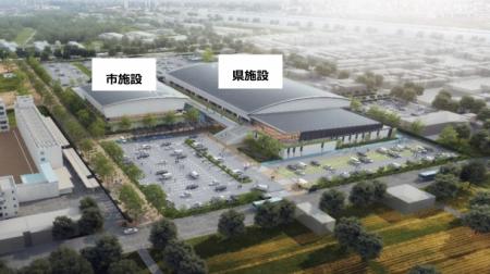 【埼玉県】屋内50m水泳場の建設工事現場を知事が視察