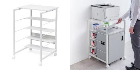 プリンタ＆シュレッダーをまとめて収納できる多機能プ