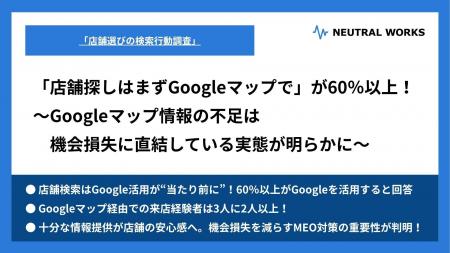 「店舗探しはまずGoogleマップで」が60％以上！～Goog