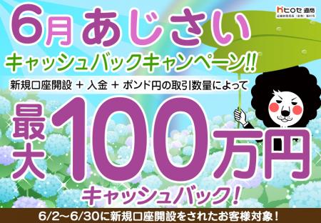 【新規口座開設限定】6月あじさい最大100万円キャッシ