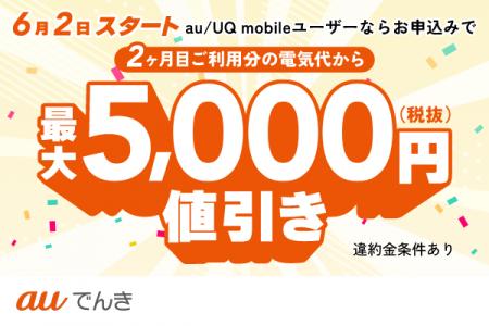 最大5,000円値引き！auでんき家計応援施策開始のお知