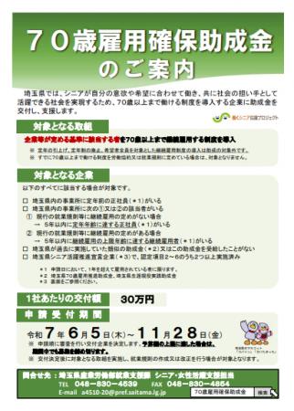 【埼玉県】シニアが活躍できる企業を埼玉県が支援しま