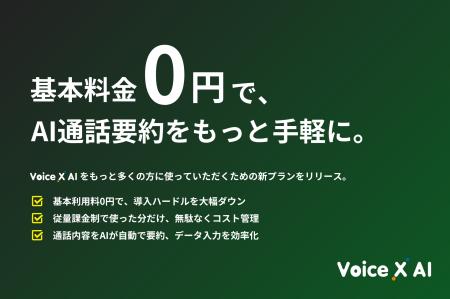 AI通話要約サービス「VoiceXAI」、完全従量の新料金プ