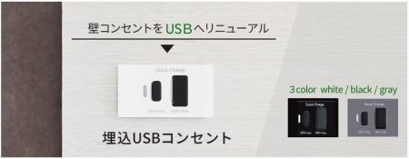 埋込USBコンセントを発売。