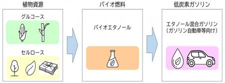 ENEOS低炭素ガソリン（エタノール20%混合）の開発実証
