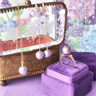 希少なパールを使用したパステルカラーの紫陽花ジュエ