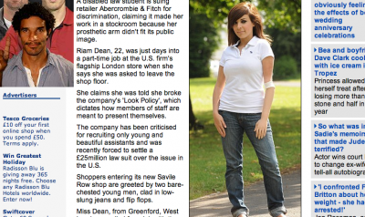 障害を持つ元店員、店を訴える(英) 障害を持つ元店員、店を訴える(英)