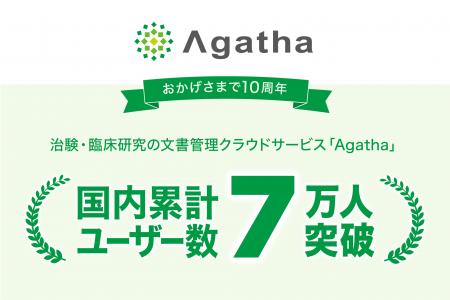 治験・臨床研究のDXサービス『Agatha』 国内累計ユー 治験・臨床研究のDXサービス『Agatha』 国内累計ユー