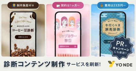 診断コンテンツ制作サービスを刷新!制作負担ゼロ・最 診断コンテンツ制作サービスを刷新!制作負担ゼロ・最