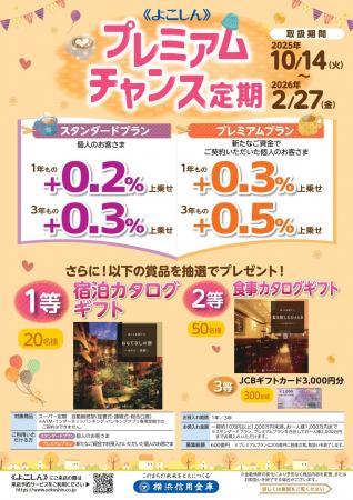 『《よこしん》 プレミアムチャンス定期』の取扱開始 『《よこしん》 プレミアムチャンス定期』の取扱開始