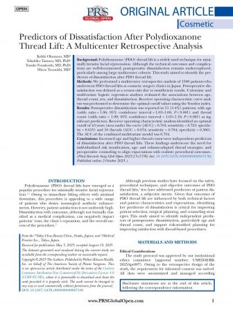 TCB奥村公貴医師らの論文が国際美容外科学術誌「PRS - TCB奥村公貴医師らの論文が国際美容外科学術誌「PRS -