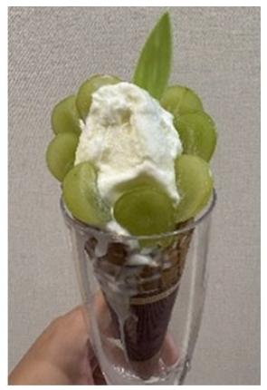 吉備SA(下)で岡山南高校の生徒が考案したソフトクリ 吉備SA(下)で岡山南高校の生徒が考案したソフトクリ