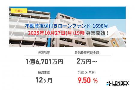 【LENDEX】本日開始、不動産担保付きローンファンド16 【LENDEX】本日開始、不動産担保付きローンファンド16