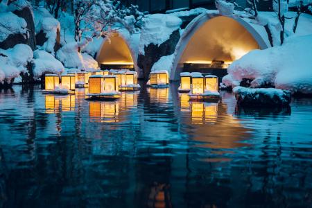 【界 津軽】冬の青森でしか出会えない絶景雪見風呂。 【界 津軽】冬の青森でしか出会えない絶景雪見風呂。