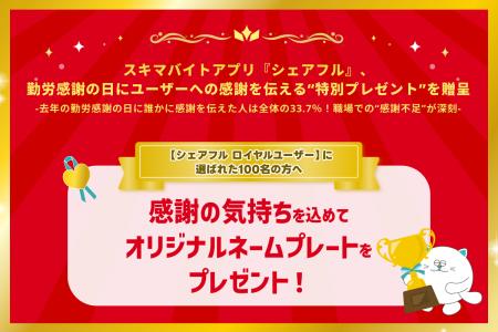 スキマバイトアプリ『シェアフル』、勤労感謝の日にユ スキマバイトアプリ『シェアフル』、勤労感謝の日にユ