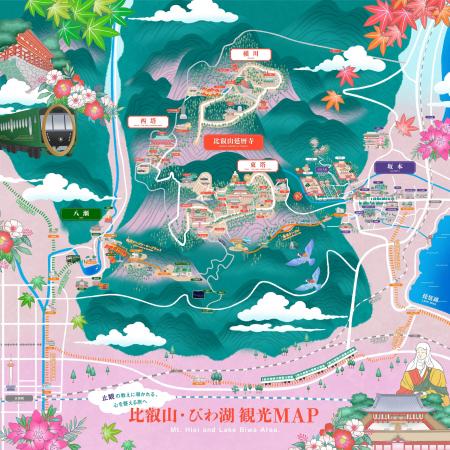 比叡山・びわ湖散策デジタルイラストマップ「比叡山・ 比叡山・びわ湖散策デジタルイラストマップ「比叡山・