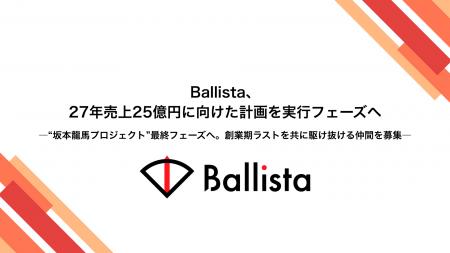 Ballista、27年売上25億円に向けた計画を実行フェーズ Ballista、27年売上25億円に向けた計画を実行フェーズ