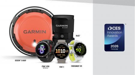 Garmin、「CES 2026 イノベーションアワード」を5部門 Garmin、「CES 2026 イノベーションアワード」を5部門