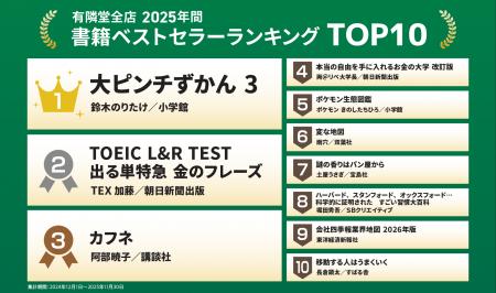 2025年 有隣堂 年間ベストセラーランキングを発表 2025年 有隣堂 年間ベストセラーランキングを発表