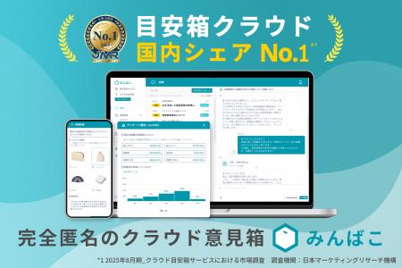 完全匿名クラウド目安箱「みんばこ」国内シェアNo.1に 完全匿名クラウド目安箱「みんばこ」国内シェアNo.1に