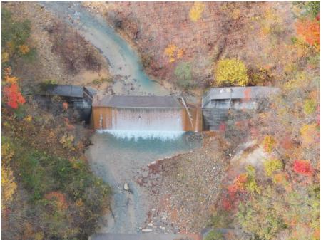 新和設計とSORABOT、LTE通信を活用した砂防堰堤の遠望 新和設計とSORABOT、LTE通信を活用した砂防堰堤の遠望