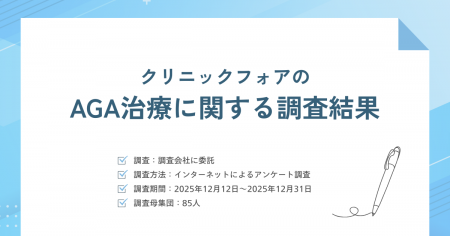 クリニックフォアの薄毛・AGA治療に関するアンケート クリニックフォアの薄毛・AGA治療に関するアンケート