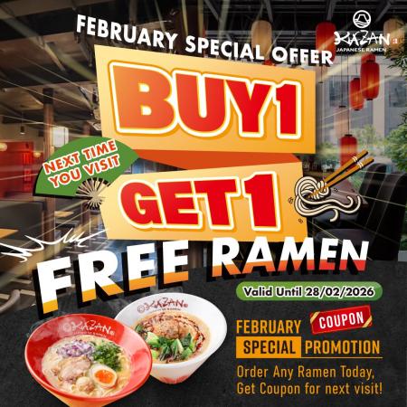 『KAZAN JAPANESE RAMEN』BUY1GET1クーポンプレゼント 『KAZAN JAPANESE RAMEN』BUY1GET1クーポンプレゼント