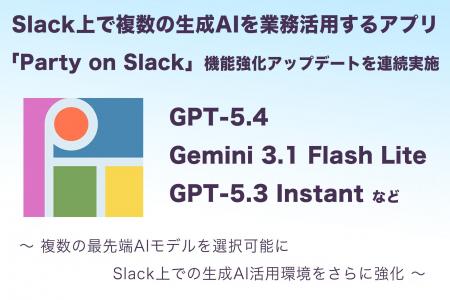 Slack上で複数の生成AIを業務活用するアプリ「Party o Slack上で複数の生成AIを業務活用するアプリ「Party o